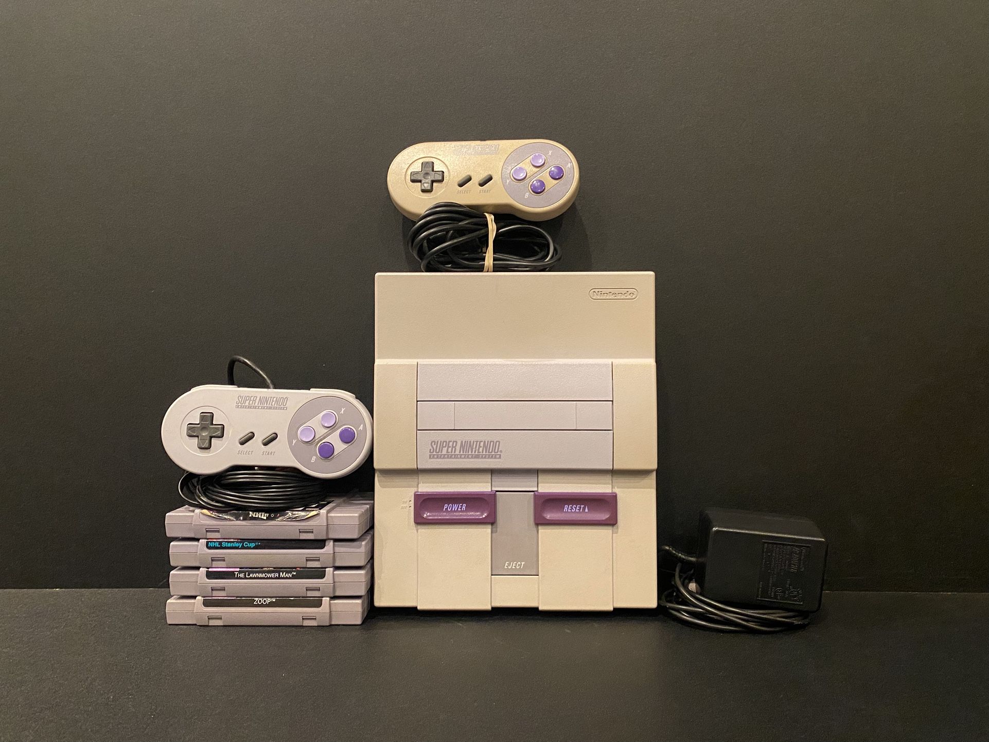 Original Authentic SNES Console Bundle Cables 2 Controllers Games Lot Super Working