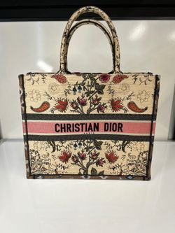 Christian Dior Canvas Broderie Large Flowers Book Tote (H)