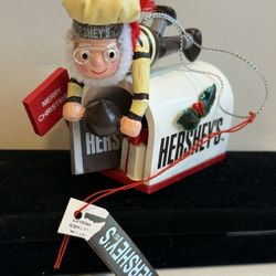 Hershey's Christmas Ornament Mailbox With Elf Wooden Kurt Adler Vintage 1996 