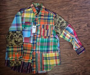 Polo Ralph Lauren Patchwork Flannel Workshirt / Voyager Patchwork Shirt Men's Size Large