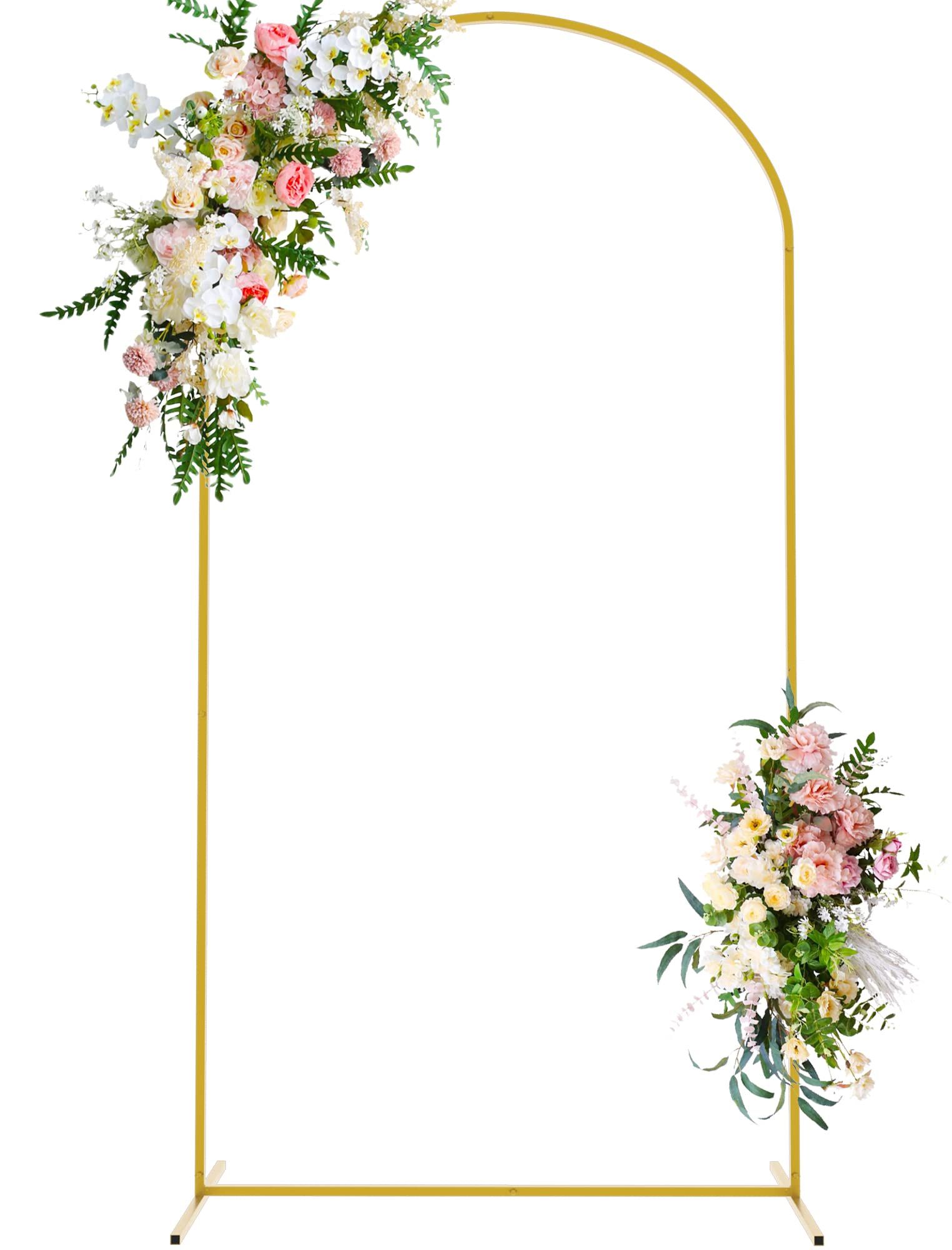Wokceer 7.2 FT Wedding Arch Backdrop Stand, Gold Metal Arch Backdrop Stand For Wedding Ceremony Birthday Party Bridal Baby Shower Photo Booth Garden F