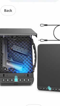 Biometric Gun Safe for Car Pistols Safe, Quick Access Handgun Safe with Fingerprint PIN or Key Rechargeable Lock Case, for Home Car Travel Nightstand 