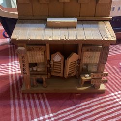 Vintage Enesco Sam’s Saloon Wood Diorama Wall Hanging Western Decor 