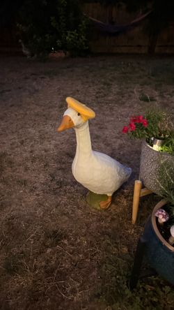 23” Hand Painted Concrete Porch Goose