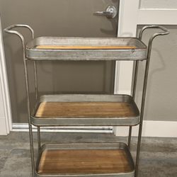 World Market Bar Cart 3 Tier Metal Galvanized Utility Cart Rolling Kitchen Storage Trolley Metal Bar Cart