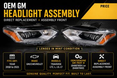 🔥 Genuine GM Traverse LED Headlight Assembly Set (2018–2021) 🔥 📍 Complete Pair – Left (Driver) + Right (Passenger) Side