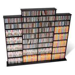 Prepac 4 Column Tall Cabinet Media, Quad Width Wall Storage, Black