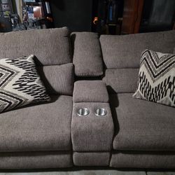 Light Brown Electric Reclining Couch w/ Storage