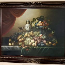 Original Hand Painted Oil Painting With Ornate Frame 