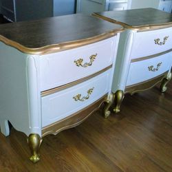 Pair Of French Glam End Tables Nightstands 