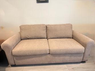 Queen size sleeper sofa with memory foam mattress
