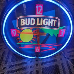 19" Neon Bud Light Sign In Working Condition. From The Year 1994