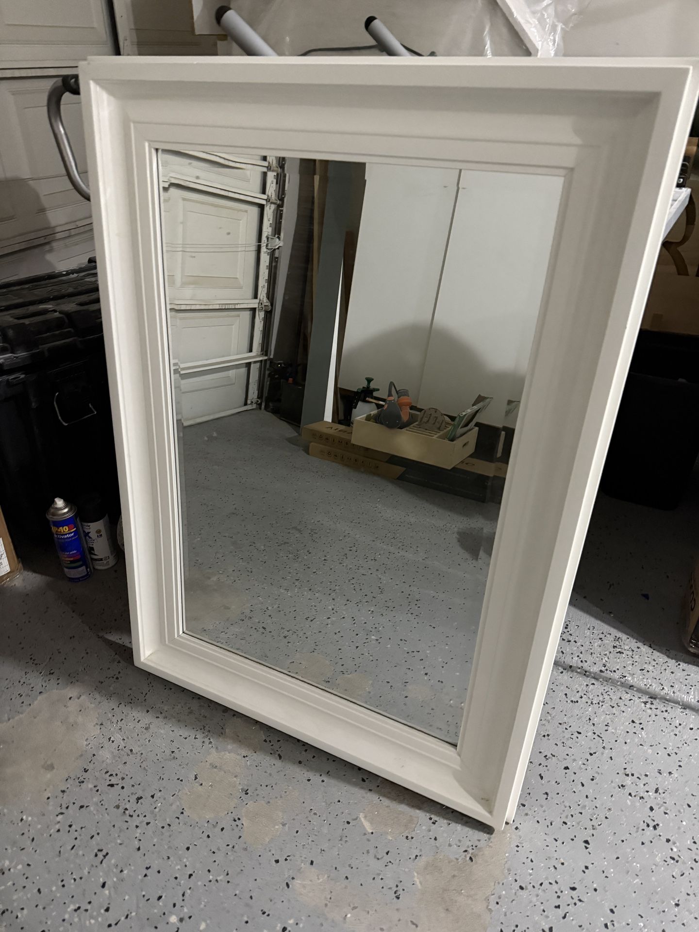 Wooden Framed Wall Mirror for Bathroom, White Wood Vanity Rectangle Mirror for Over Sink, Waterproof