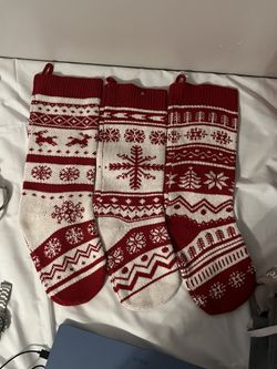 🎄 Christmas Stockings Set – Red/White Holiday Decor