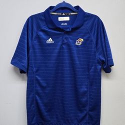 Mens Blue KU Polo Shirt M