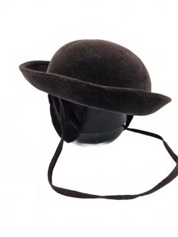 Vintage Mid-Century Dark Brown Velvet Bowler Hat 1950s/1960s Union Dark Academia