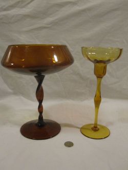Antique Amber Glass Stemware - Cocktail Glasses