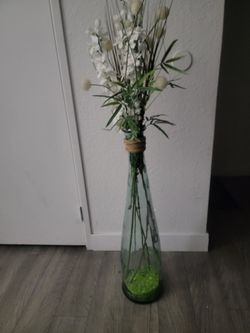 glass blottle artificial plant