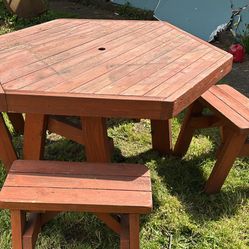 Octagonal Wooden Picnic Table 