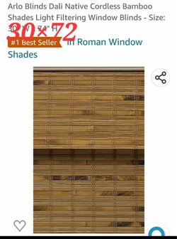 THY COLLECTIBLES Cordless Bamboo Roman Window Blind Sun