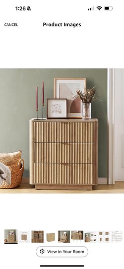 3 Drawer Dresser for Bedroom, Mid Century Modern Chest of Drawers
