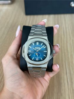 MEN LUXURY WATCH SILVER AND BLUE CHRONOGRAPH