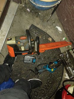 Chain saw and  tree climbing gear