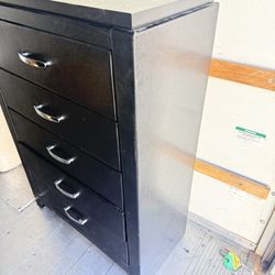 1 Modern, 5-drawer "chest of drawers" with a unique faux-leather (vinyl) wrapped