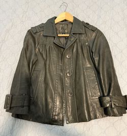 Banana Republic Leather Jacket In Muted Olive Size S