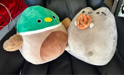 Squishmallow Duck and Pusheen Plushie