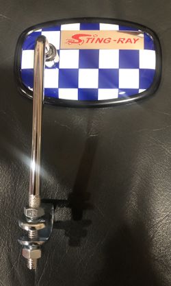 Schwinn Stingray Fastback Reproduction Blue Checkerboard Mirror