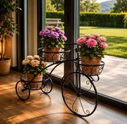 Vintage Bicycle Plant Stand, 3-Tier Metal Flower Pot Holder, Decorative Garden Bicycle Planter, Indoor Outdoor Flower Display, Patio Decor