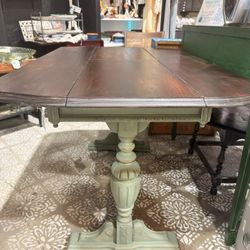 Hand Painted And Refurbished Butterfly Leaf Dining Table / Entry Table / Console Table
