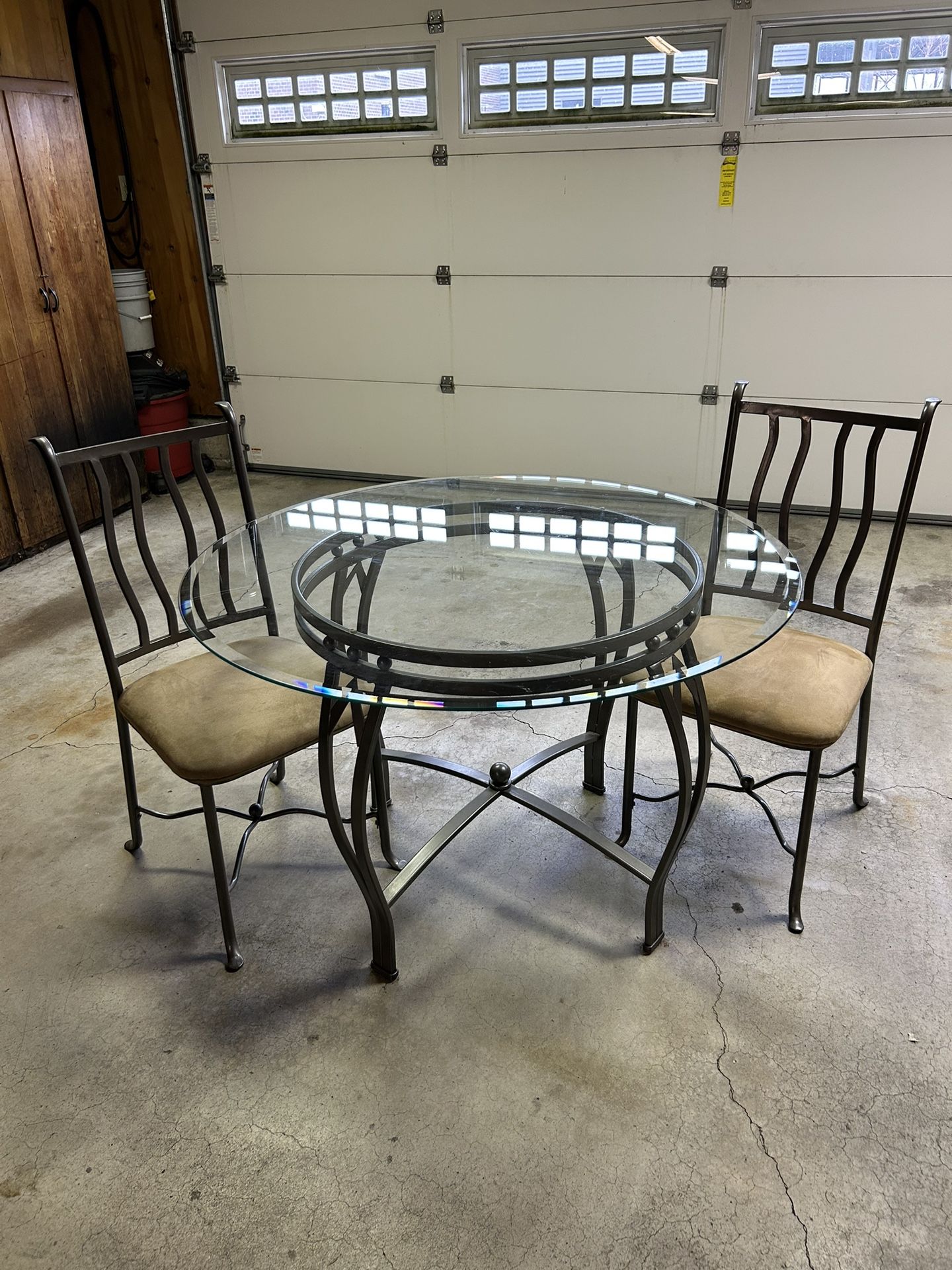 Glass Dining Table With 4 Chairs (2 Not Shown)