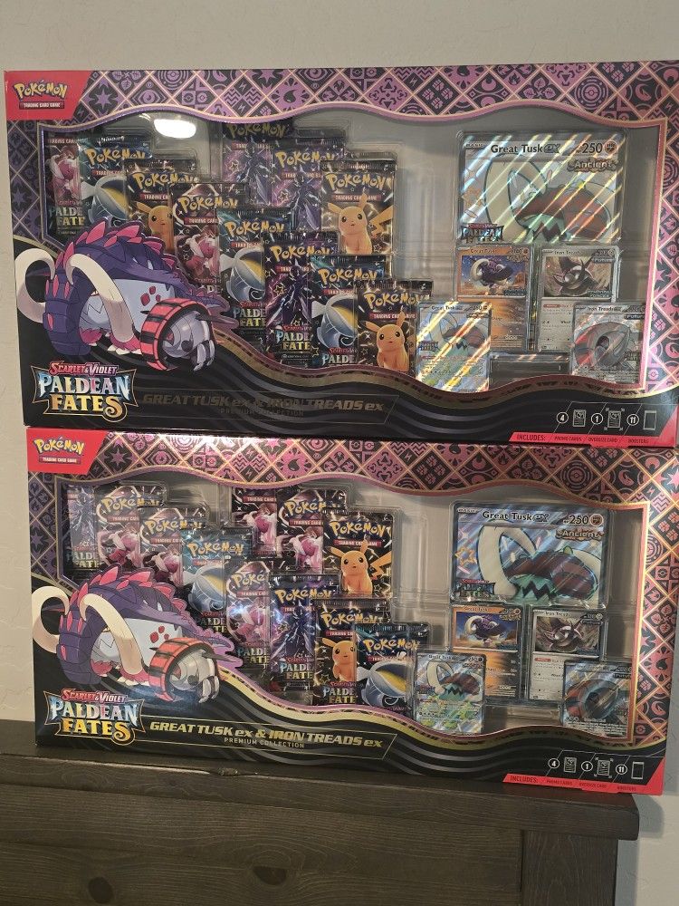 Paldean Fates Great Tusk ex & Iron Treads ex Premium Collection