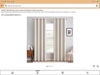 MIULEE Blackout Linen Curtains 52x96 Color- Birch 2 Panels in a set. Selling 2 sets