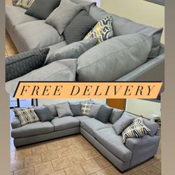 Sectional- Huge Comfy Grey Couch **FREE DELIVERY**