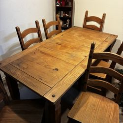 Solid Wood Dining Table w/ 6 Chairs – Heavy & Built to Last