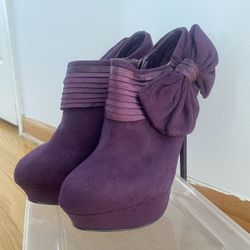 Purple Suede Bootie Heel
