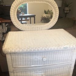 Wicker 3 drawer chest and mirror