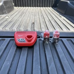 NEW Milwaukee M12 12V Lithium-Ion (2) 2.0 Ah Battery Pack w/Charger