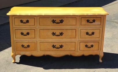 Antique French Provincial 9-Drawer Wood Dresser