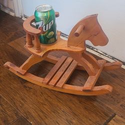 Vintage Wooden Rocking Chair Horse For Doll Or Stuffed Animals 