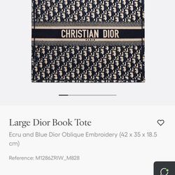 Dior Book Tote Ecru and Brand New Blue Dior Oblique Embroidery (42 x 35 x 18.5 cm)