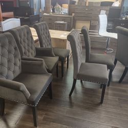 New Dinning Chairs In Button Tufted Brown Velvet On Sale For $99 Each