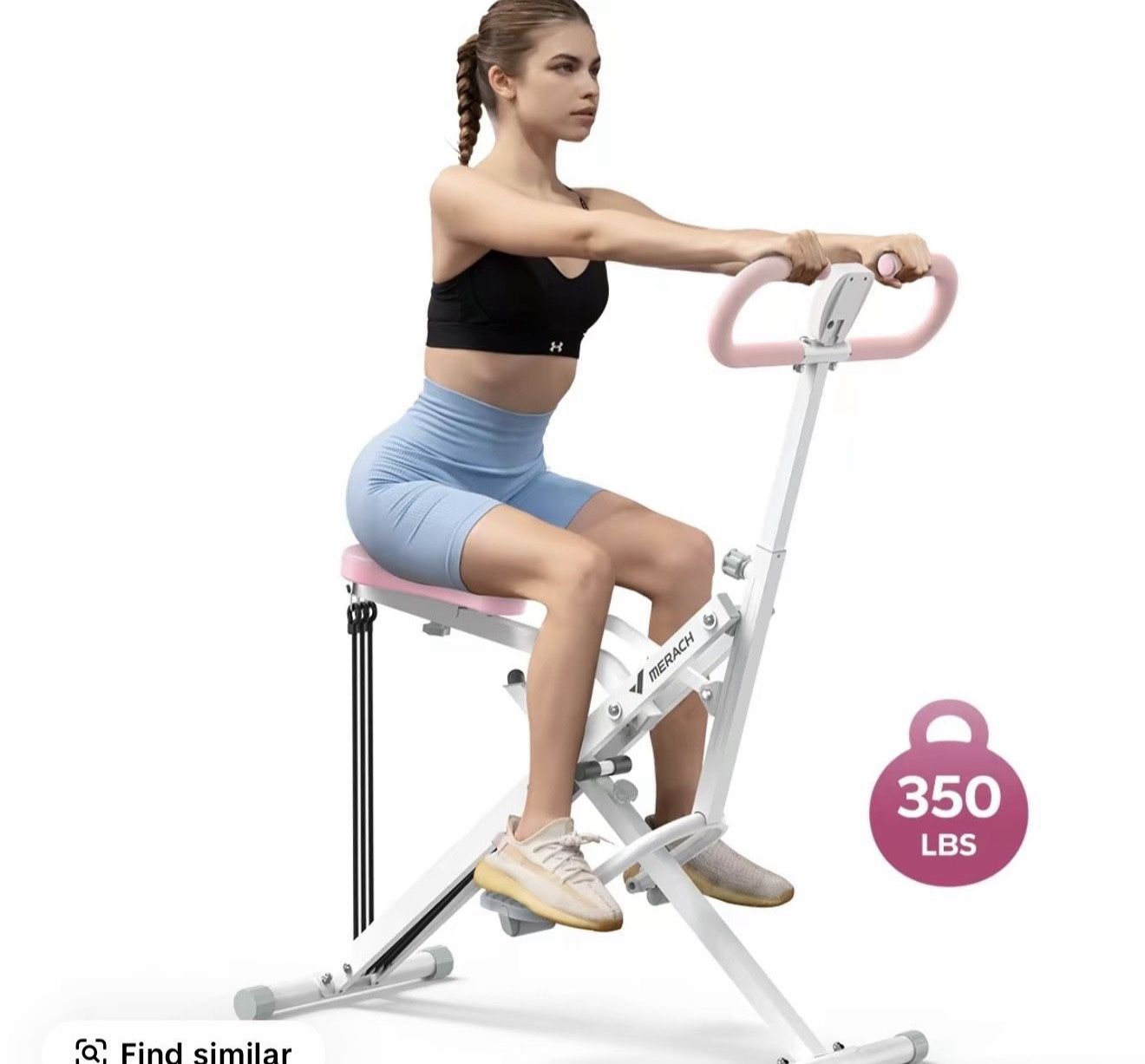 Merach Squat Machine Glutes Workout Adjustable Resistance Foldable Exercise Equipment Leg Exercise Machine with 350lbs Weight Capacity, Rowing Machine