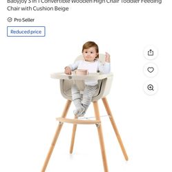 3 In 1 Convertible Wooden High Chair
