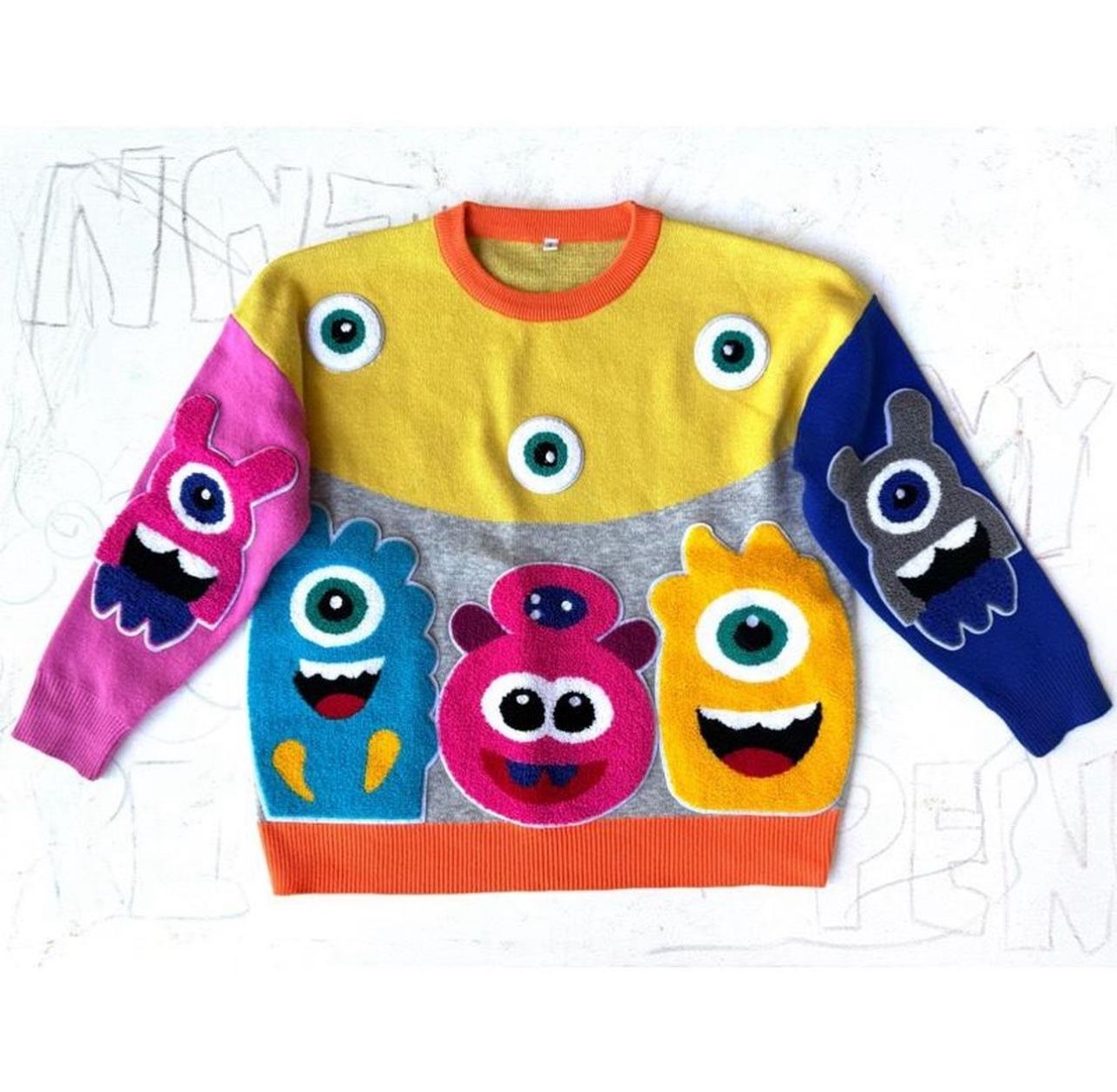 Monster Cartoon Colorful and Fun Sweater.