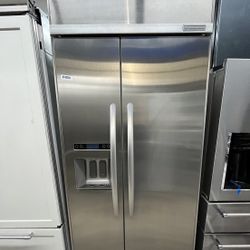 Side By Side Built In KitchenAid 36” Refrigerator Stainless Steel