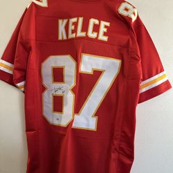 TRAVIS KELCE SIGNED KANSAS CITY CHIEFS AUTOGRAPHED CUSTOM JERSEY w/COA - XL 1031